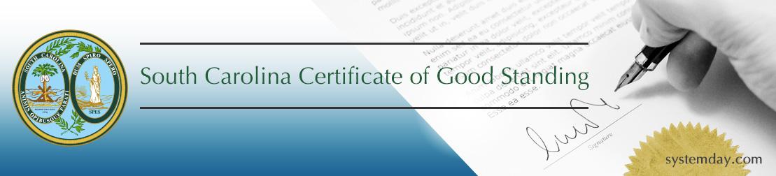 South Carolina Certificate of Good Standing